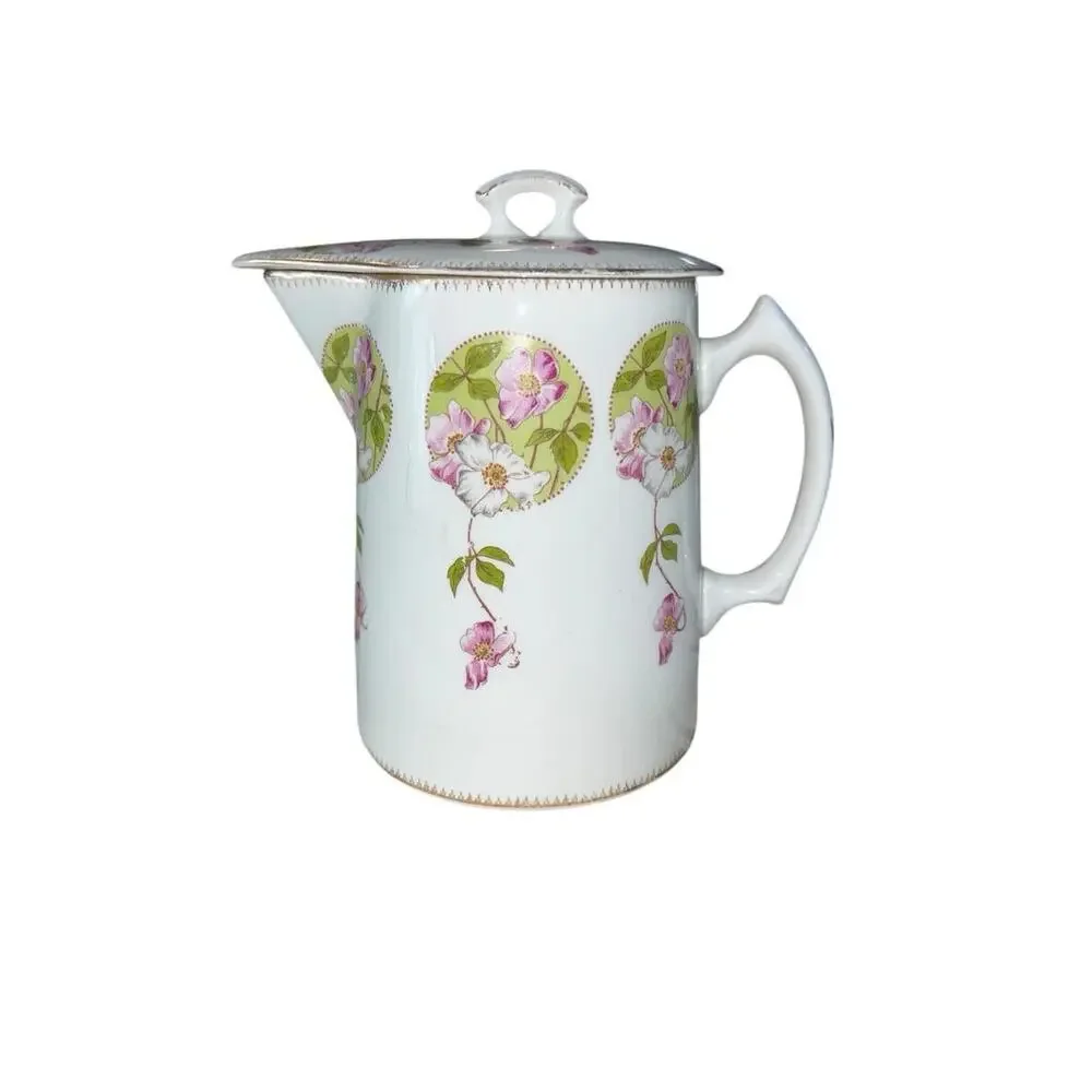 VTG Edwin M. Knowles Semi-vitreous China Chocolate‎ Pot With Lid Made In USA